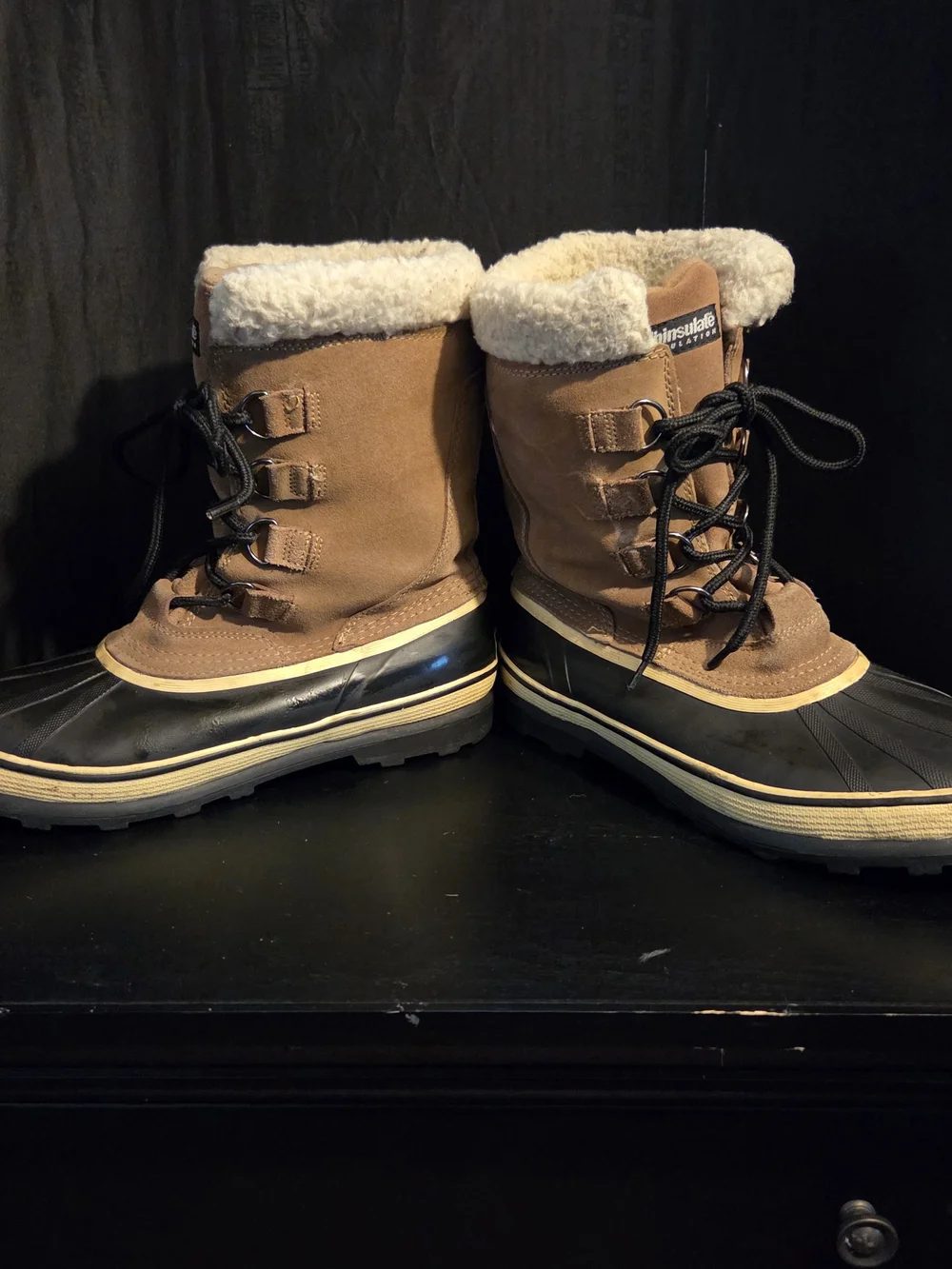 3M Thinsulate Insulated Brown Winter Boots for Men Size 11
